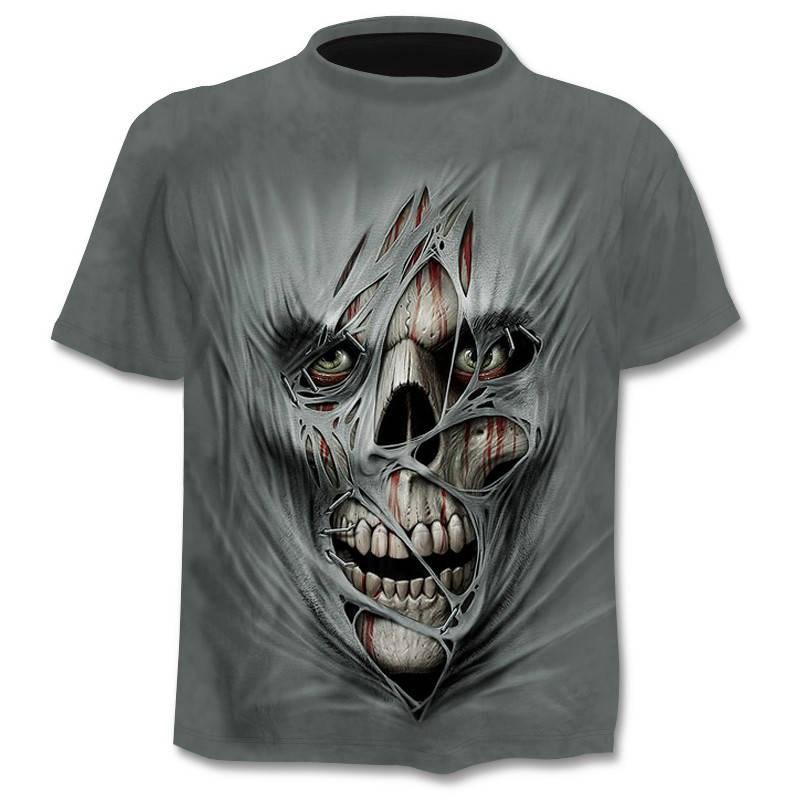 3D Digital Printing Trendy T-shirt Skull Short Sleeve