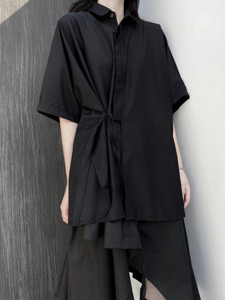 Niche Dark Loose Tied Shirt For Women