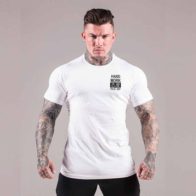 Sports fitness short sleeve men's t-shirt