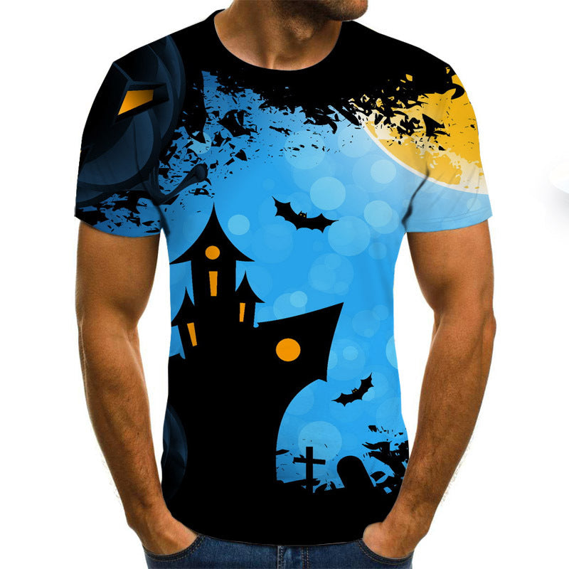 Cartoon print 3D short sleeve men's T-shirt