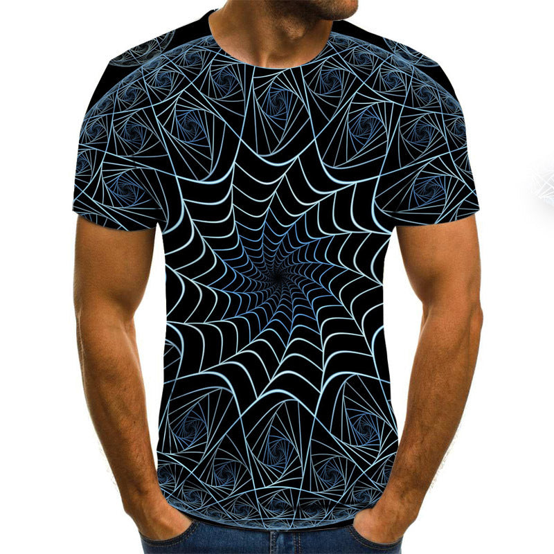 Cartoon print 3D short sleeve men's T-shirt