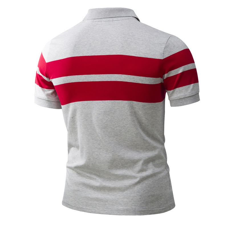 Men's Color Matching Short Sleeved POLO Shirt Casual T Shirt