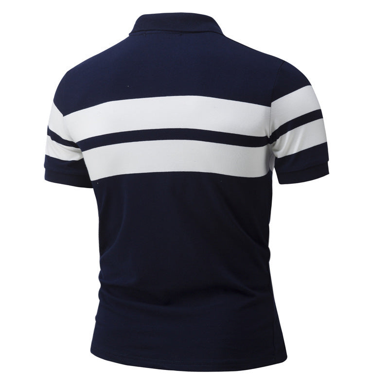 Men's Color Matching Short Sleeved POLO Shirt Casual T Shirt