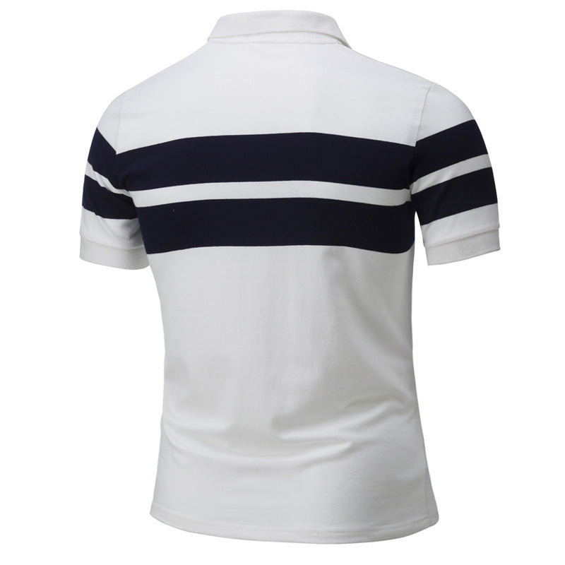 Men's Color Matching Short Sleeved POLO Shirt Casual T Shirt