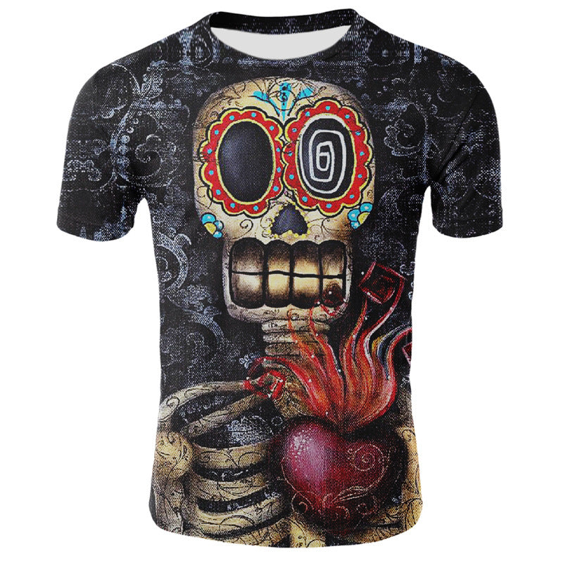 Smoking Skull 3d Digital Print T-shirt