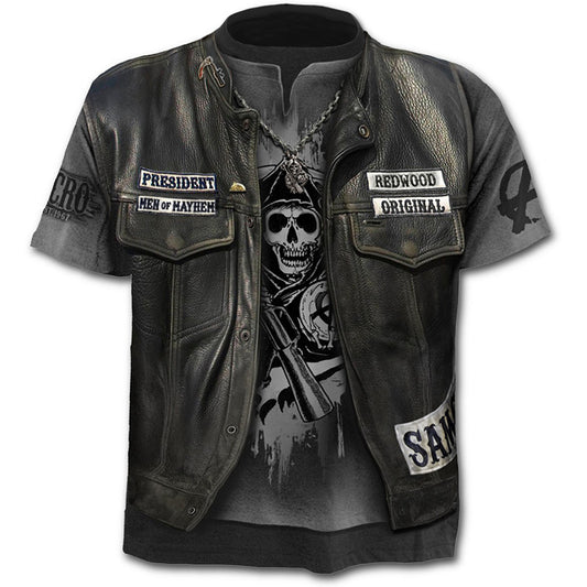 Fashion Horror Skull Cross-Border T-Shirt European Code Digital Printing Men'S Shirt Casual Round Neck Short-Sleeved 3Dt-Shirt