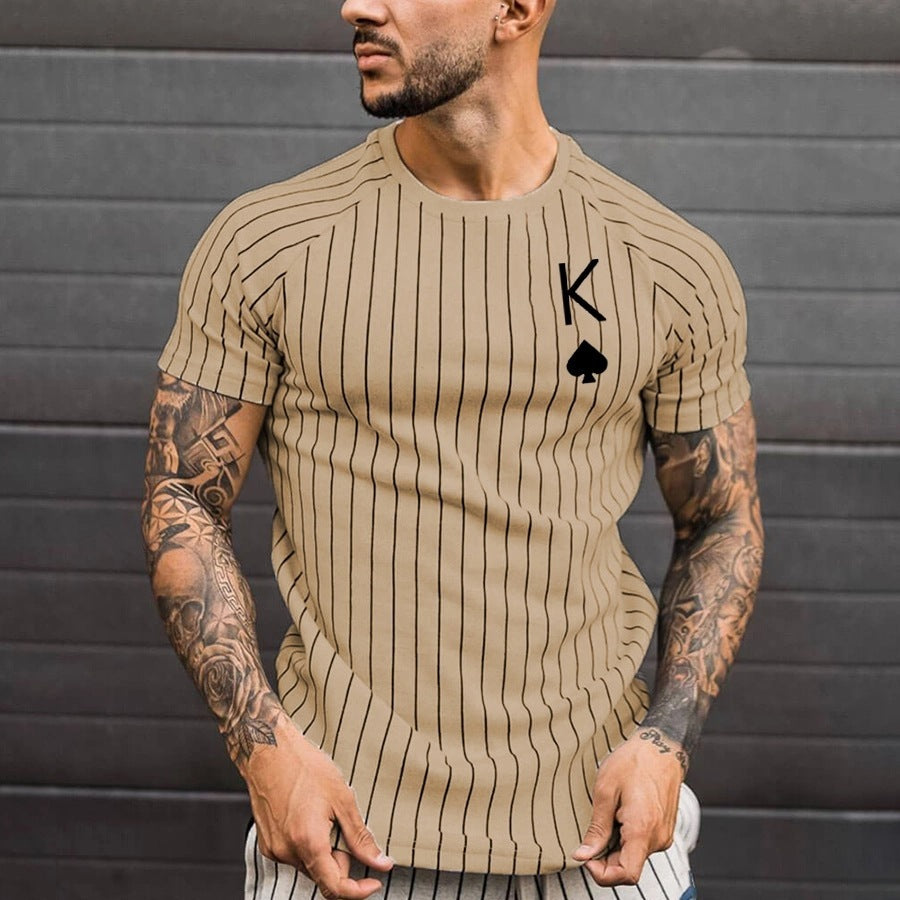 Short Sleeve Round Neck Playing Card Printing Men's T-shirt