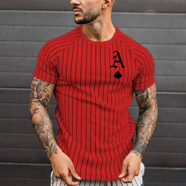 Short Sleeve Round Neck Playing Card Printing Men's T-shirt