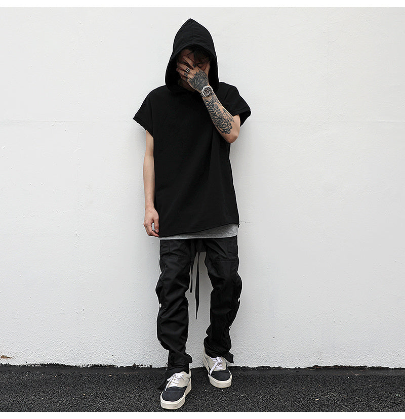 Solid color sleeveless sleeveless hoodie