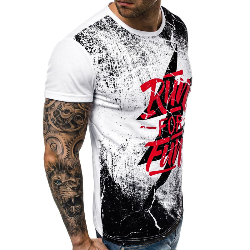 Men's casual printed short-sleeved T-shirt