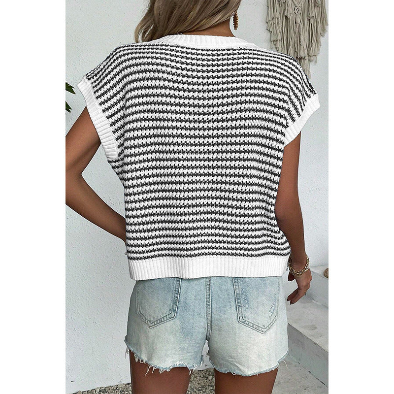 Women's Summer Stripes Patchwork Knitting Vest Top