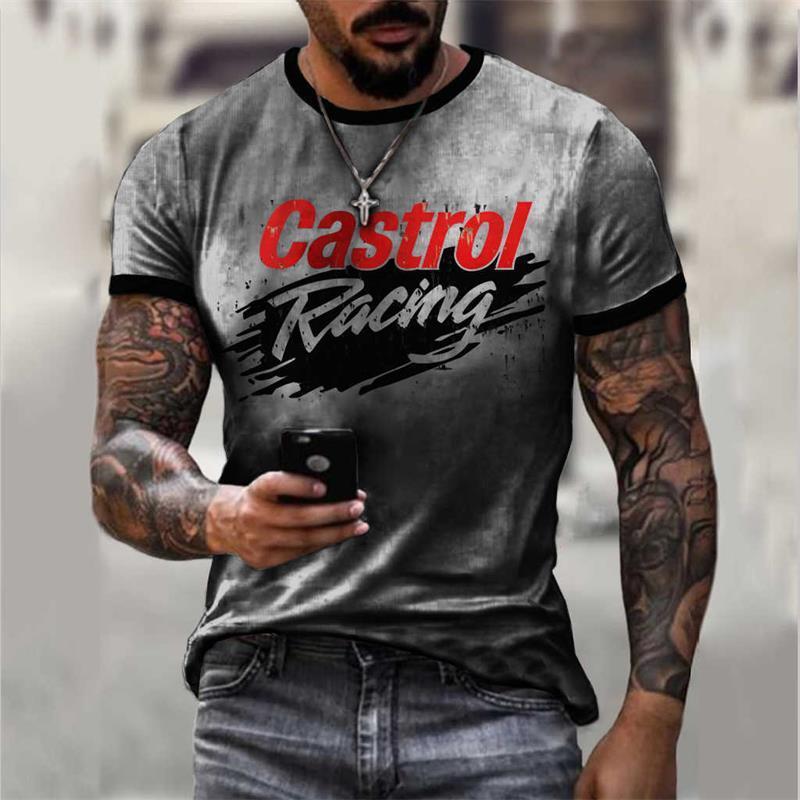 Casual Round Neck Digital Print Slim Short Sleeve Pullover T-shirt