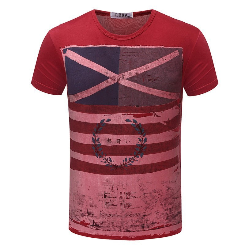 Cross Border Goods, Short Sleeved T-shirt Repair, Male Rice Character Flag