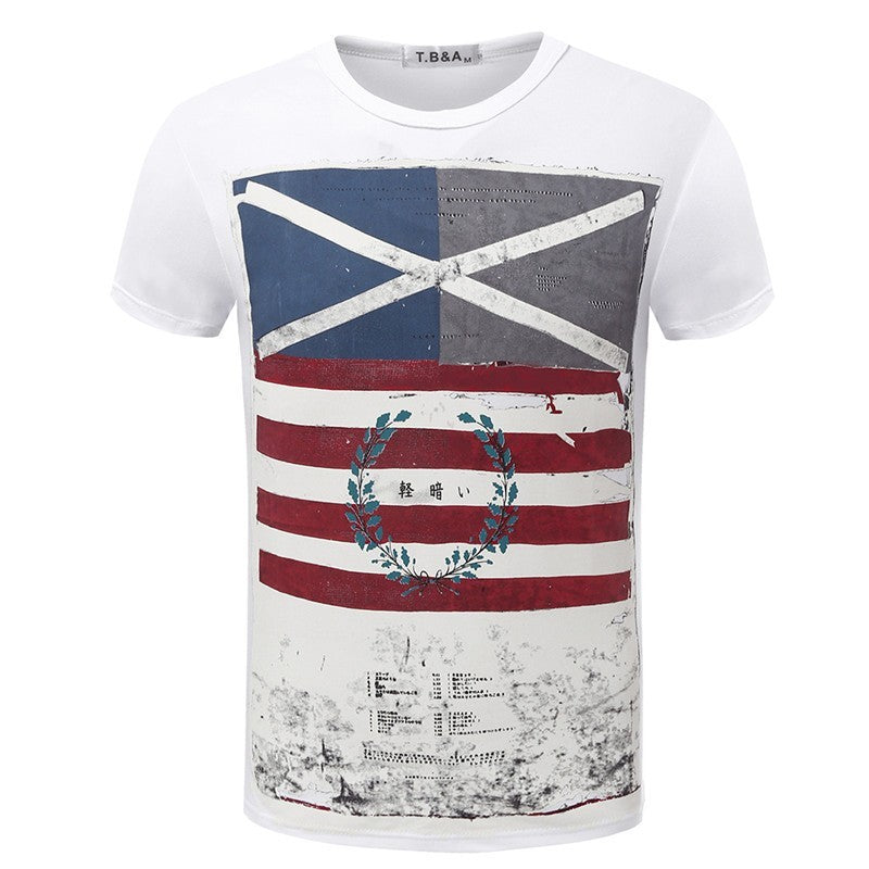 Cross Border Goods, Short Sleeved T-shirt Repair, Male Rice Character Flag