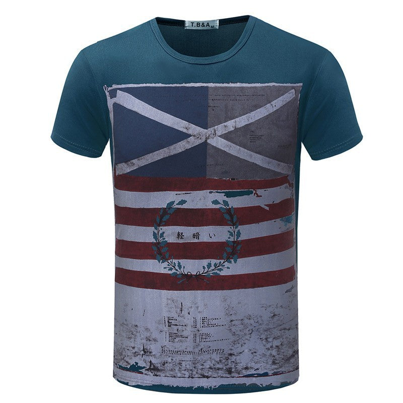 Cross Border Goods, Short Sleeved T-shirt Repair, Male Rice Character Flag