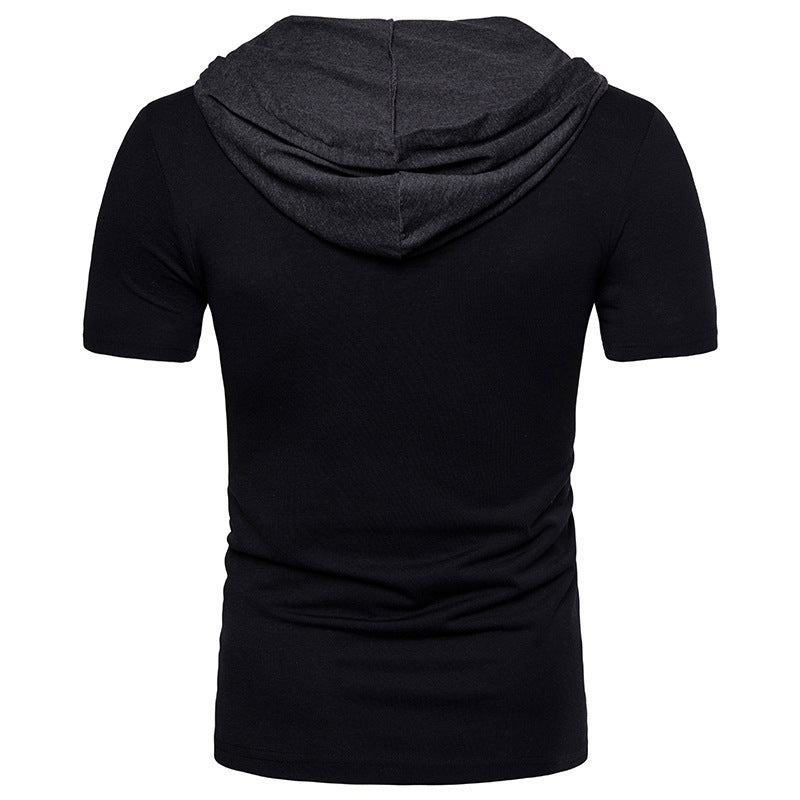 Men's hooded short-sleeved T-shirt