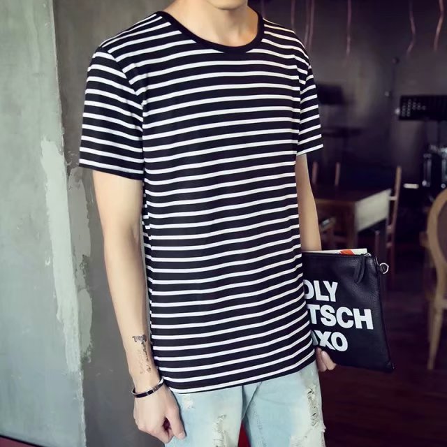 Korean men's striped t-shirt