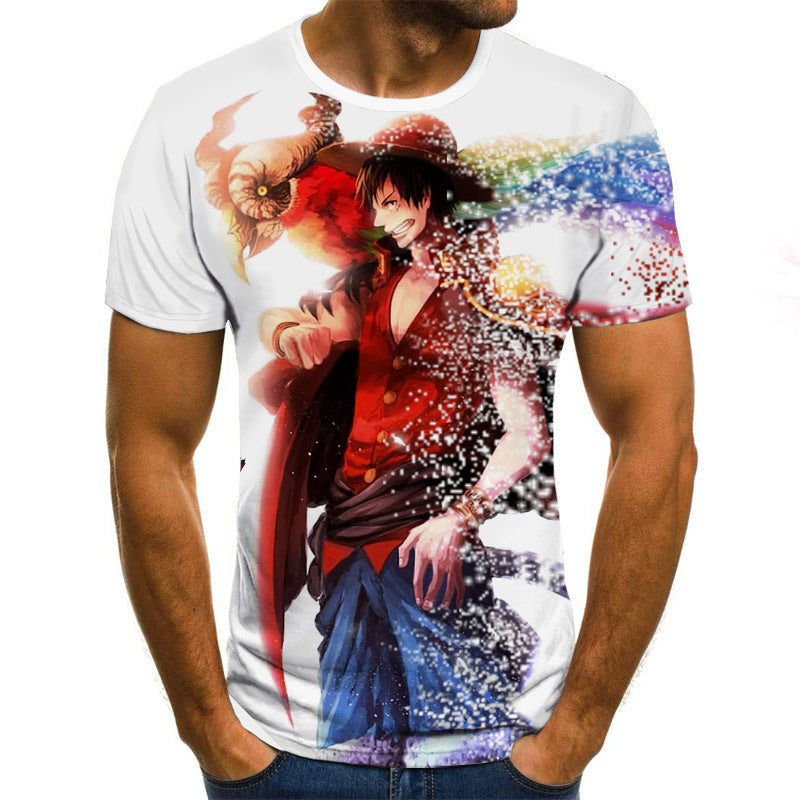 Cartoon print 3D short sleeve men's T-shirt