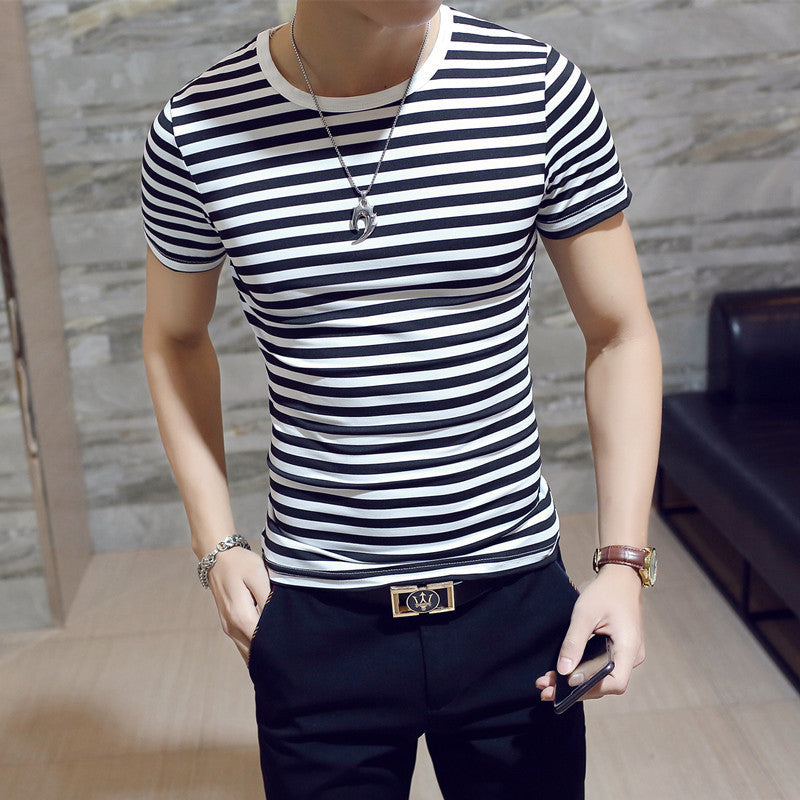 Korean men's striped t-shirt