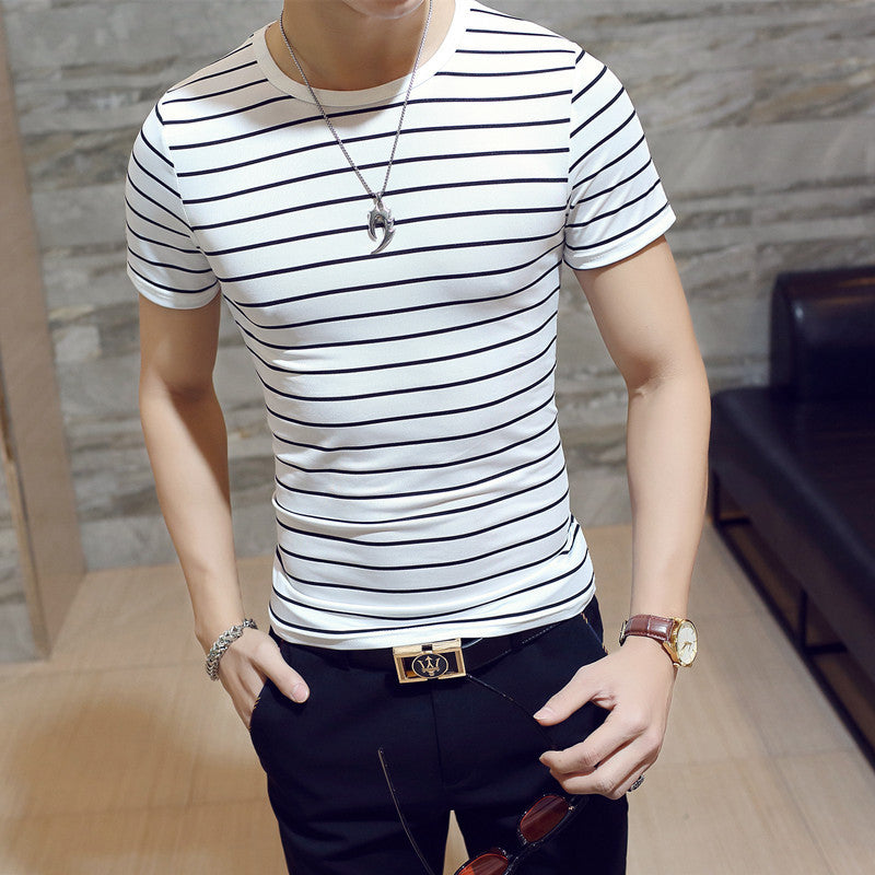 Korean men's striped t-shirt