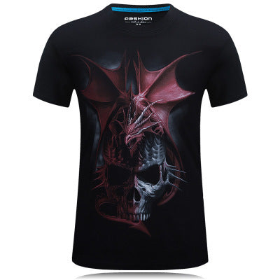 3D printed men's T-shirt skull head short sleeve