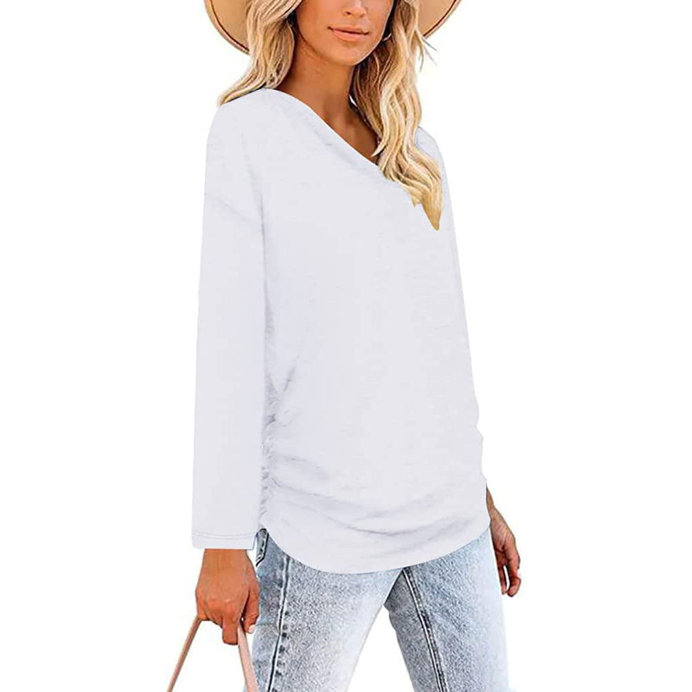 V-neck Long-sleeved Women's Top Fashion Casual Long Sleeve Top T-shirt