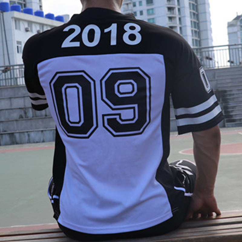 Sports T-shirt Men's Round Neck Loose Mesh Printing Quick-drying Clothes