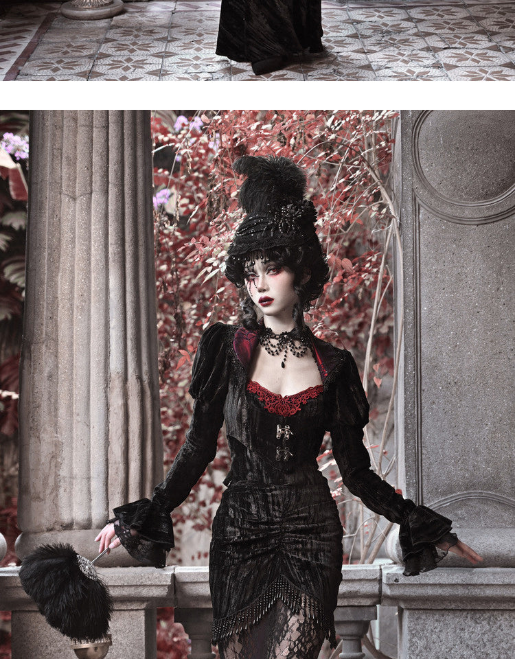 Gothic Velvet Cobweb Court Rococo Coat Cardigan Top