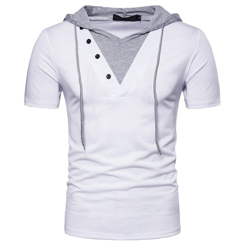 Men's hooded short-sleeved T-shirt