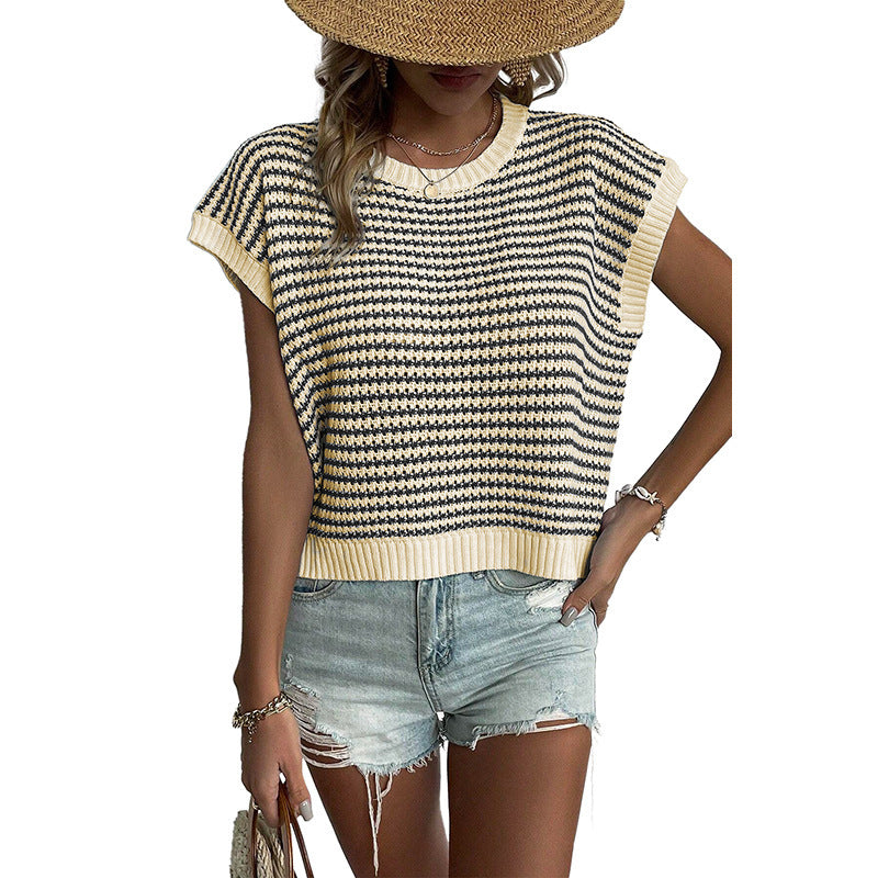 Women's Summer Stripes Patchwork Knitting Vest Top