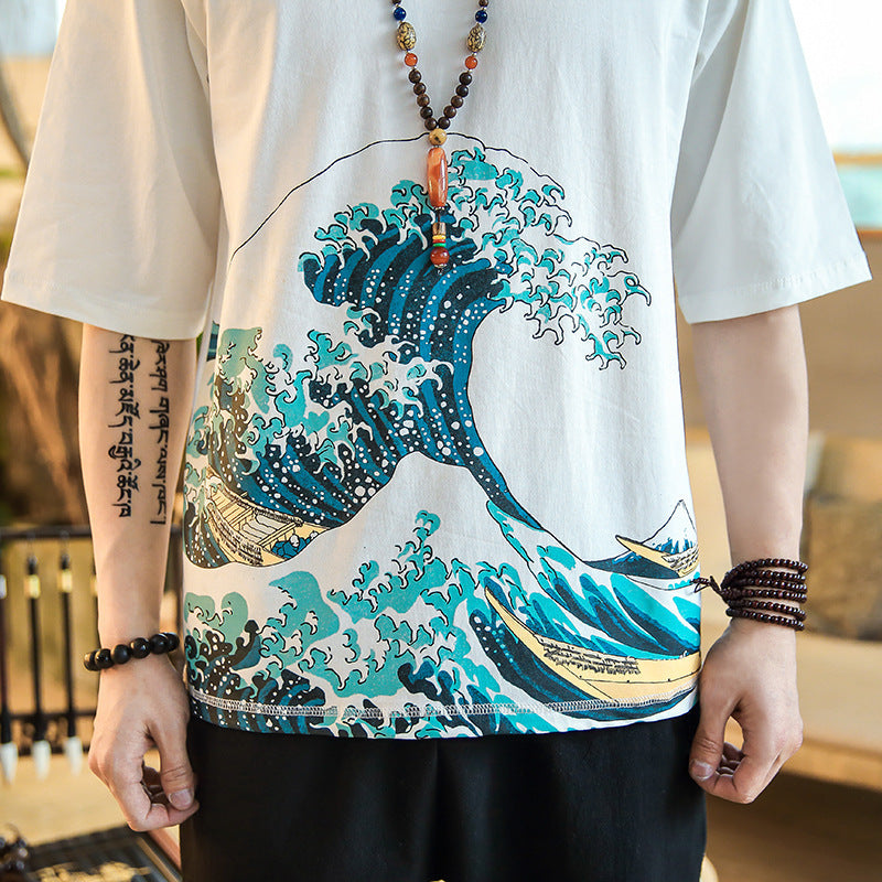 Chinese style print short sleeve