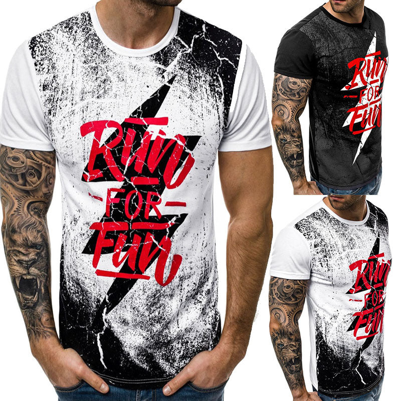 Men's casual printed short-sleeved T-shirt