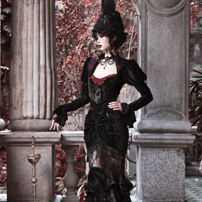 Gothic Velvet Cobweb Court Rococo Coat Cardigan Top