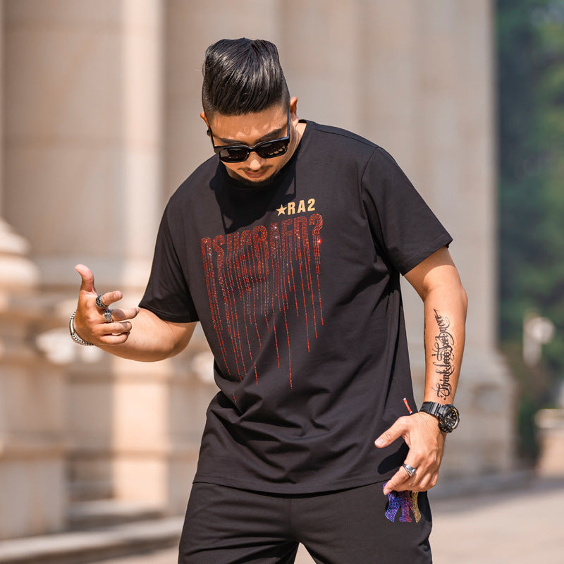 Loose European And American Hot Drill Half Sleeve T-shirt