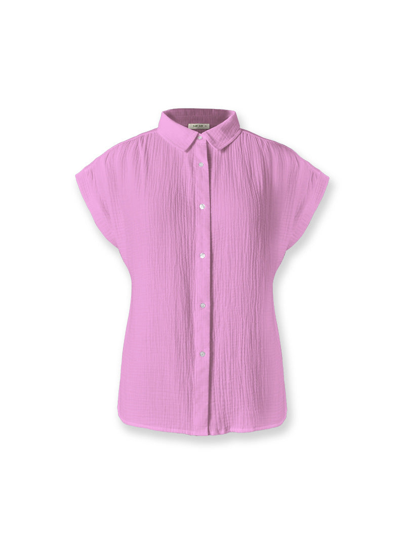 Women's Cotton Short-sleeved Shirt With Raglan Sleeves