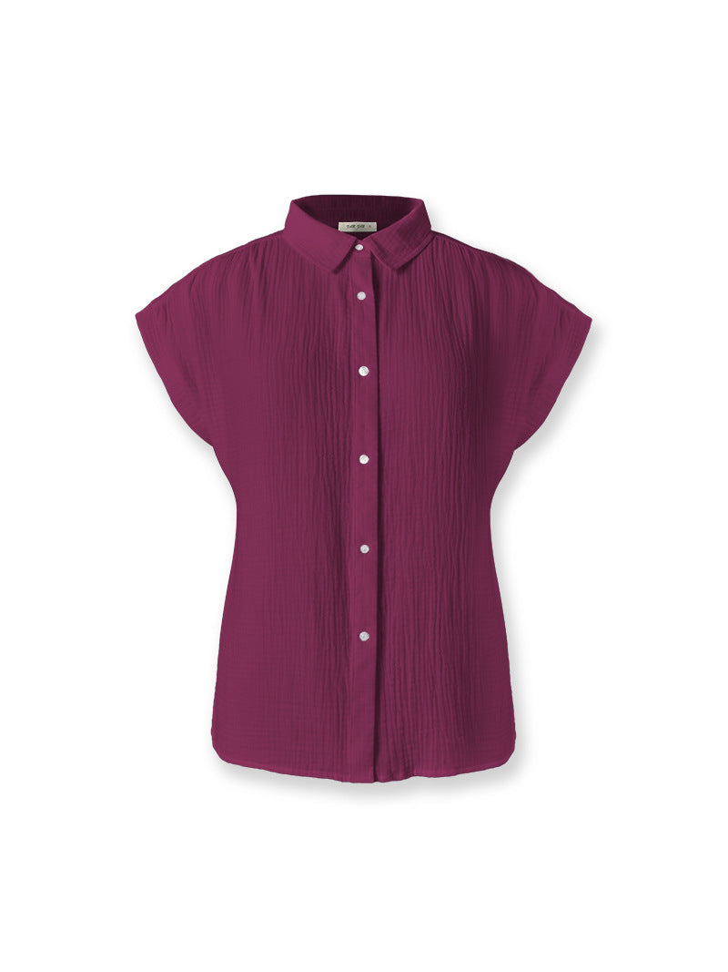 Women's Cotton Short-sleeved Shirt With Raglan Sleeves