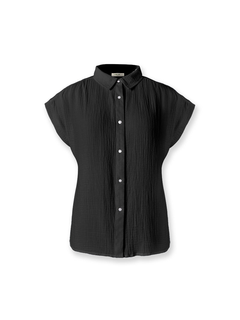 Women's Cotton Short-sleeved Shirt With Raglan Sleeves