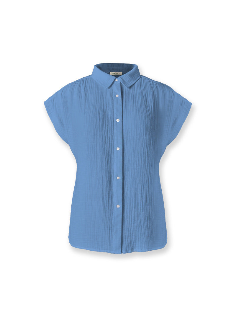 Women's Cotton Short-sleeved Shirt With Raglan Sleeves