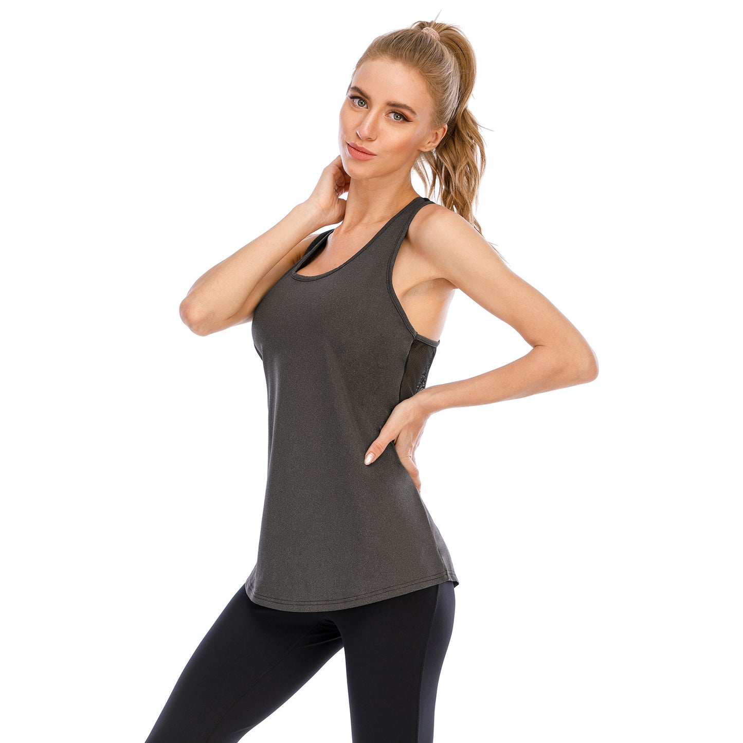 Sports Yoga Mesh Stitched Backless Training Vest