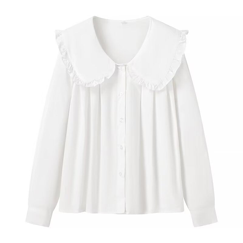 Women's Doll Collar Long-sleeved Casual Shirt