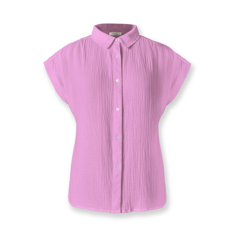 Women's Cotton Short-sleeved Shirt With Raglan Sleeves