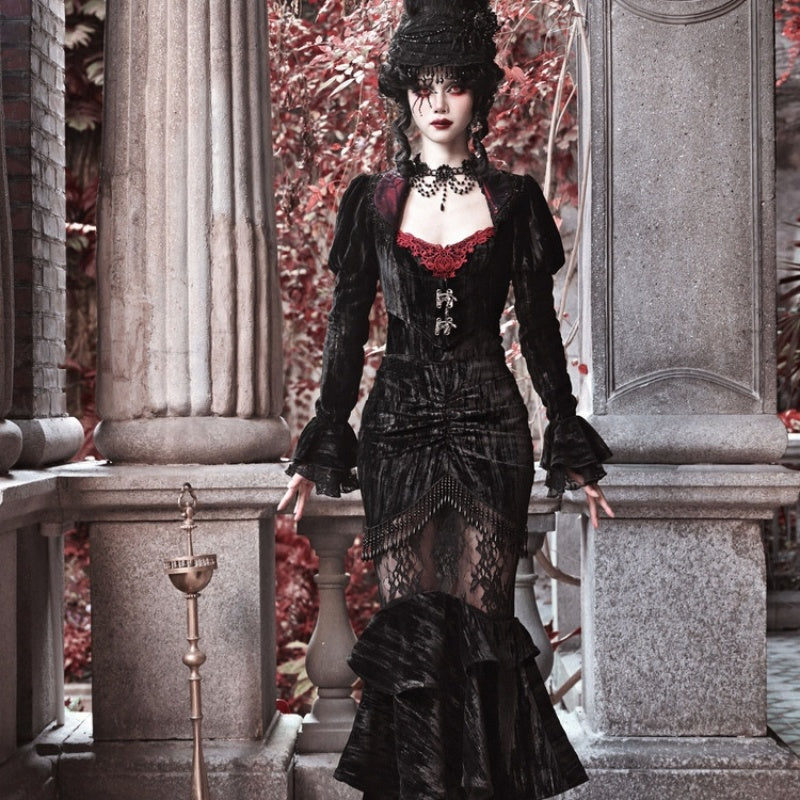 Gothic Velvet Cobweb Court Rococo Coat Cardigan Top