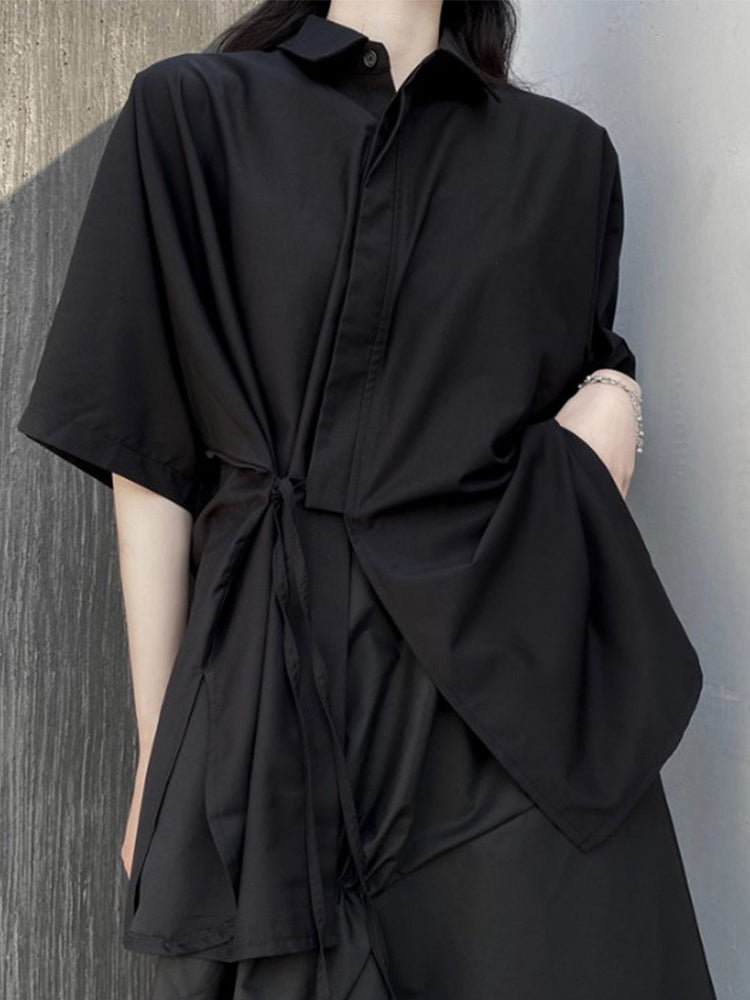 Niche Dark Loose Tied Shirt For Women