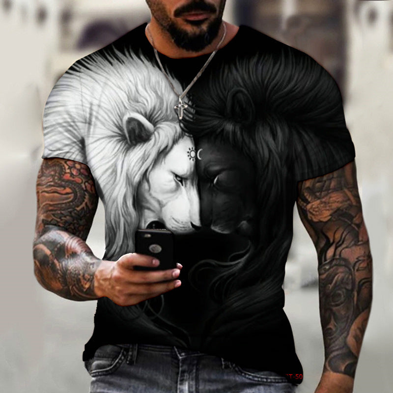 Animal Beast Lion 3D Printed Summer Men's T-shirt