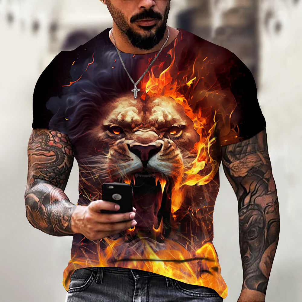 Animal Beast Lion 3D Printed Summer Men's T-shirt