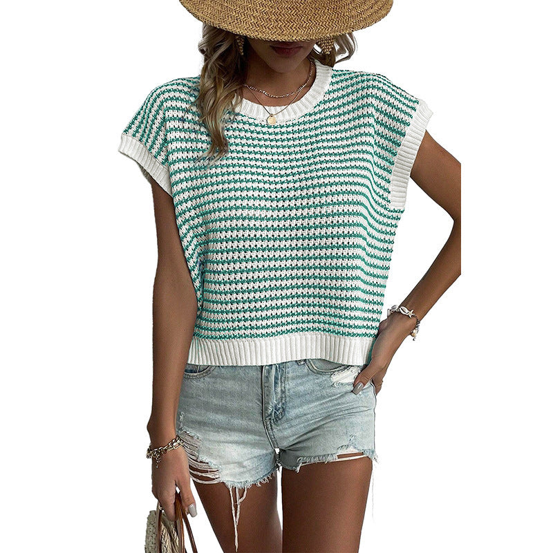 Women's Summer Stripes Patchwork Knitting Vest Top