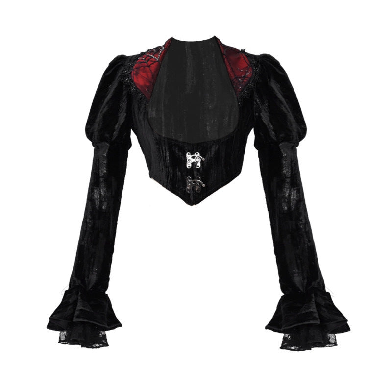 Gothic Velvet Cobweb Court Rococo Coat Cardigan Top