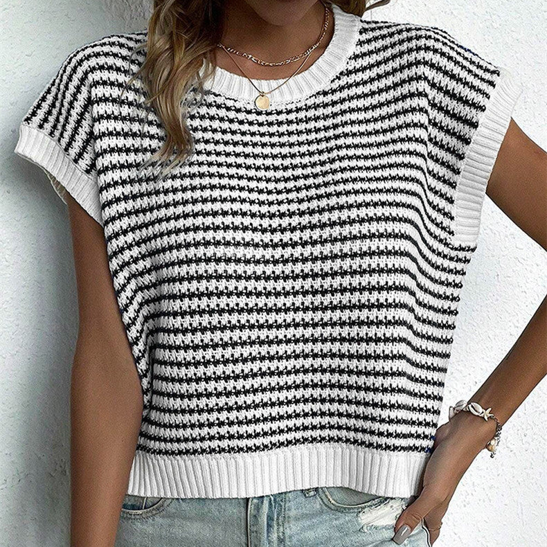 Women's Summer Stripes Patchwork Knitting Vest Top