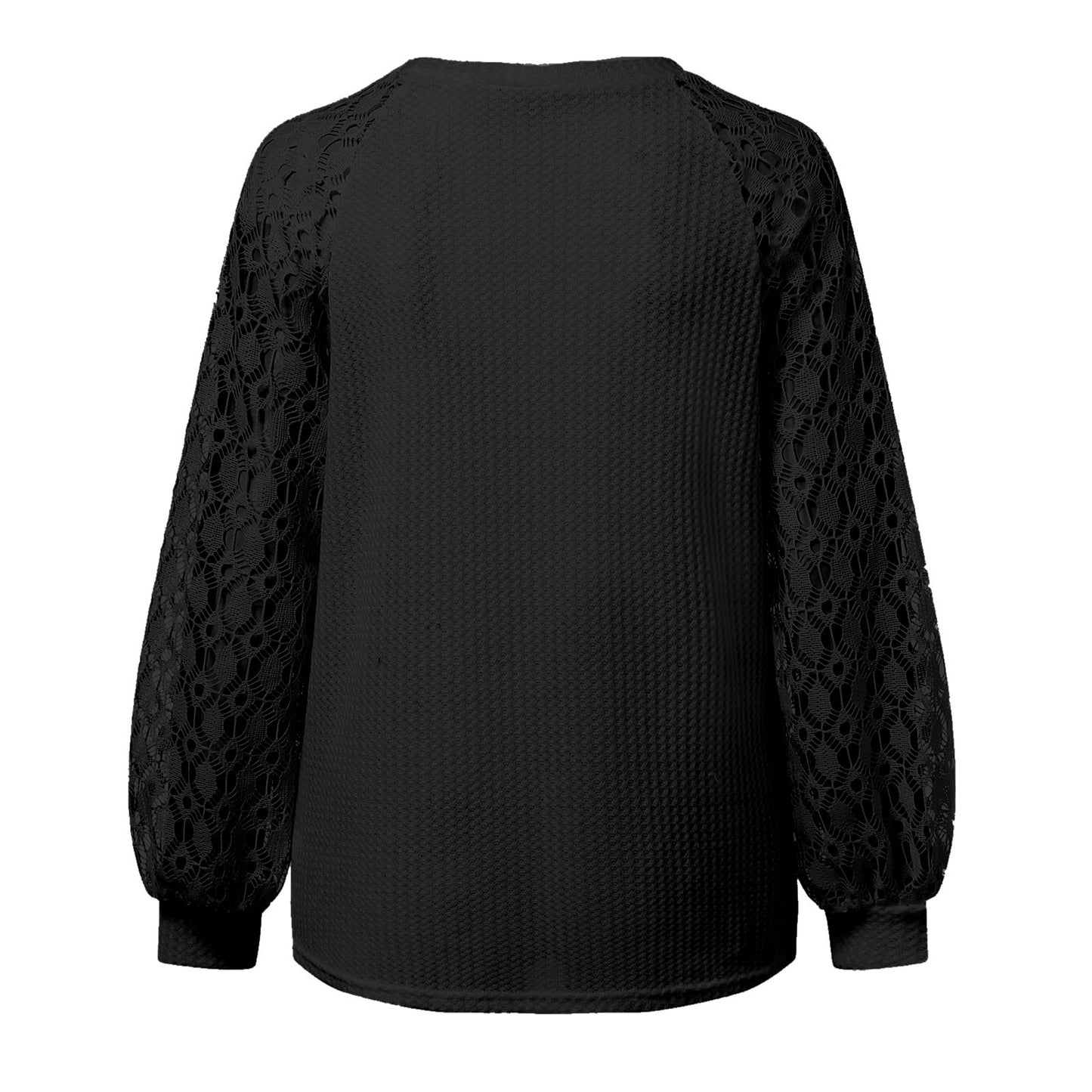 Women's V-neck Long Sleeve Lace Stitching Loose Shirt