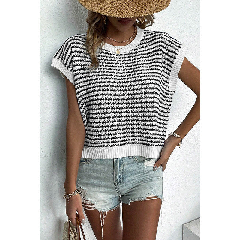 Women's Summer Stripes Patchwork Knitting Vest Top